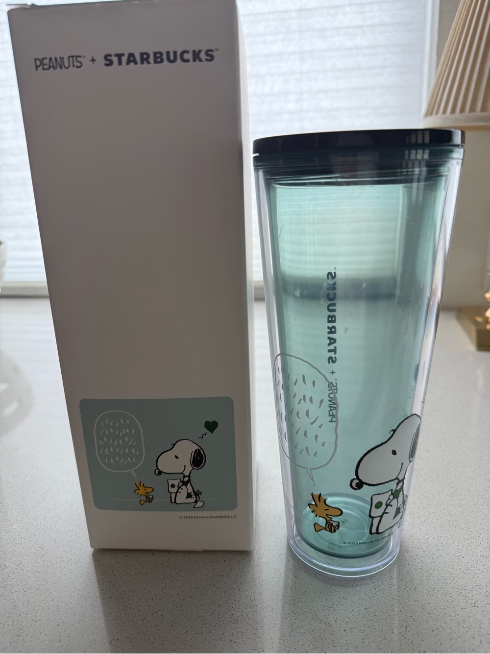 Starbucks Peanuts Snoopy Tumbler in Aqua with Black Lid